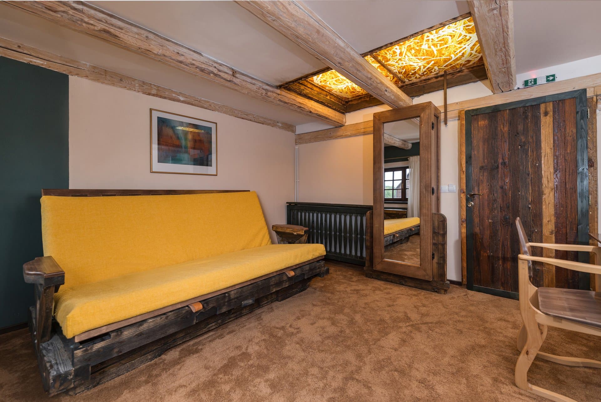 Felting Studio - yellow sofa and room interior