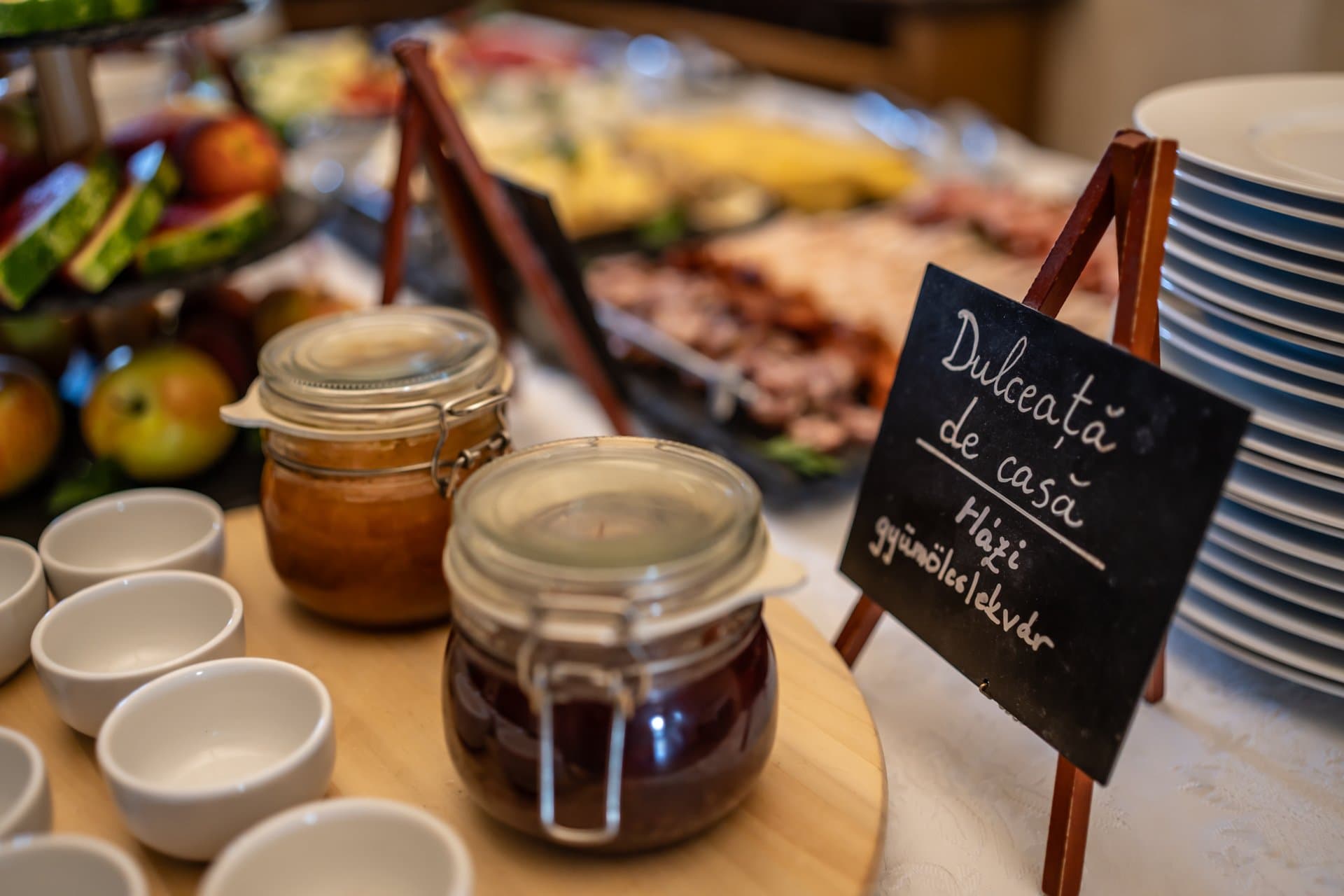 Breakfast buffet with homemade jams