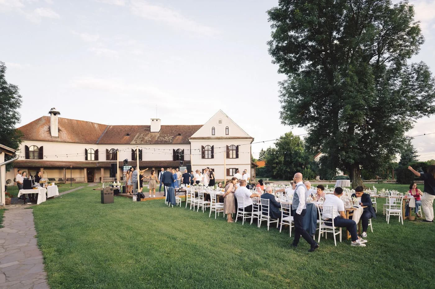 Garden celebration at sunset
