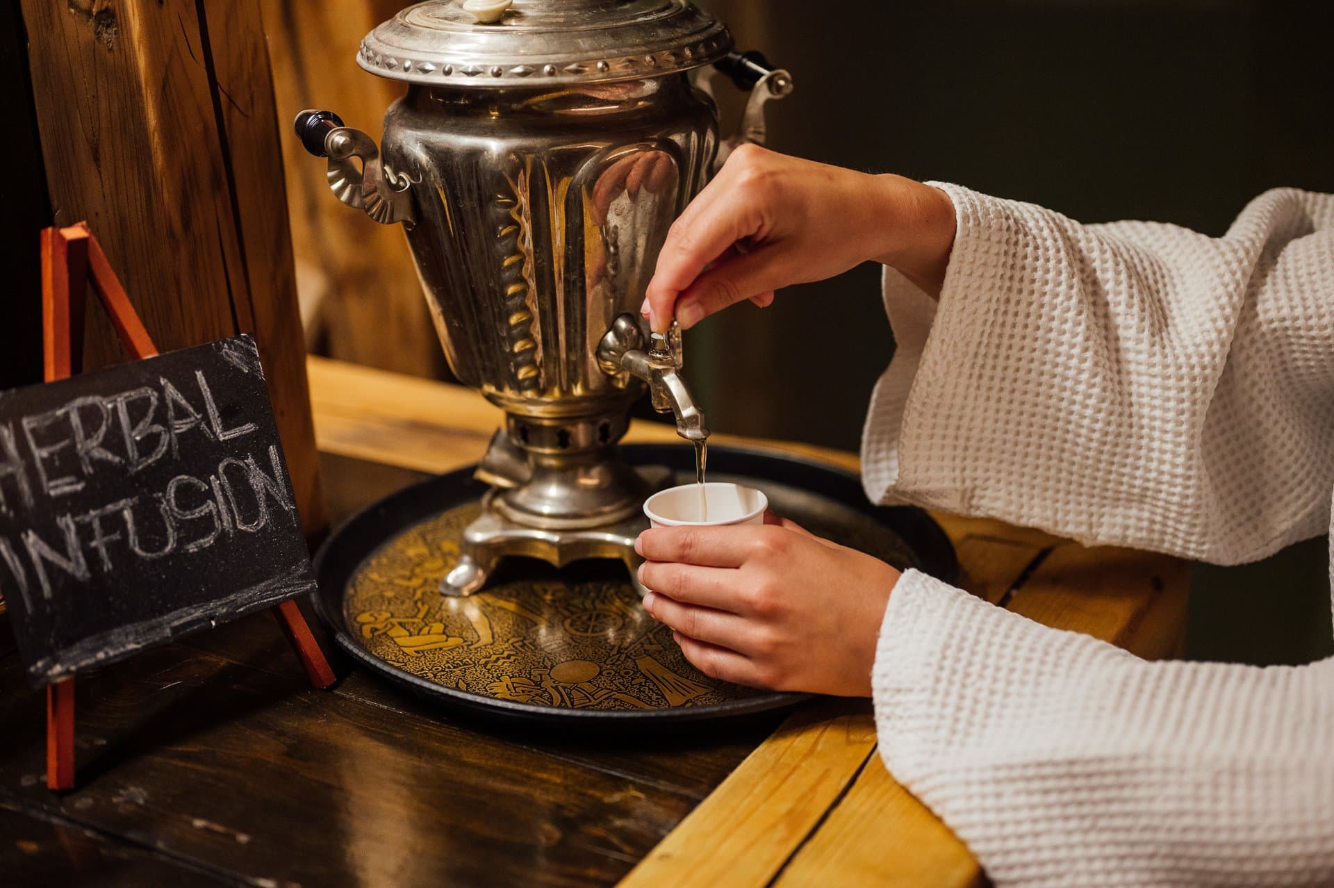 Traditional spa treatments with herbal infusion